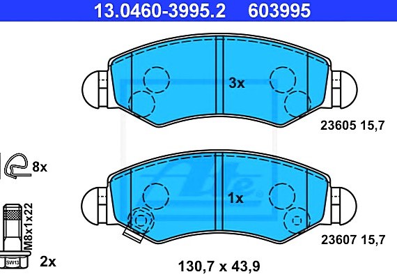 Фото колодки гальмівні дискові, к-кт 13046039952 Ate 13046039952 Ate Колодки гальмівні дискові, к-кт