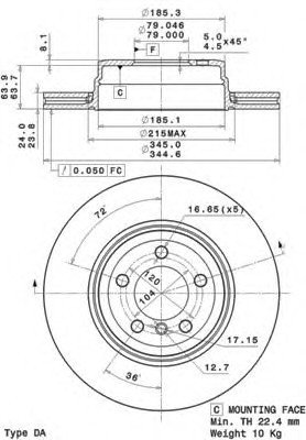 09A71211 BREMBO (Германия) Диск тормозной BMW: 7 01- 09A71211 BREMBO