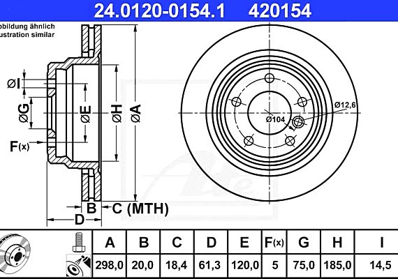 24012001541 Ate Диск тормозной зад. вент. 24012001541 ATE