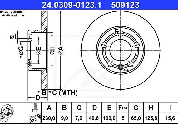 24030901231 Ate Диск тормозной, powerdisc 24030901231 ATE