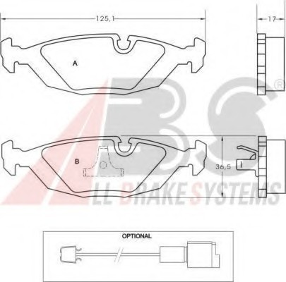 36489 ABS Колодкі гальмівні BMW-3 E30 36489 A.B.S.