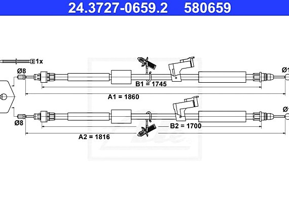 24372706592 Ate Трос стояночного тормоза 24372706592 ATE