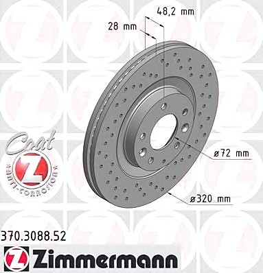 Фото передний вент. Mazda CX-7, CX-9 (320x28) 370308852 Zimmermann 370308852 Zimmermann передний вент. Mazda CX-7, CX-9 (320x28)