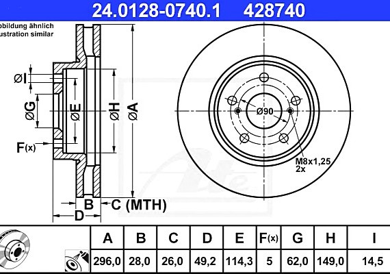 24012807401 Ate Диск тормозной передний 24012807401 ATE