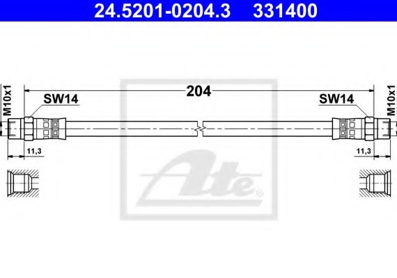 24520102043 Ate Шланг ТОРМ.ЗАДИЙ.200MM 24520102043 ATE