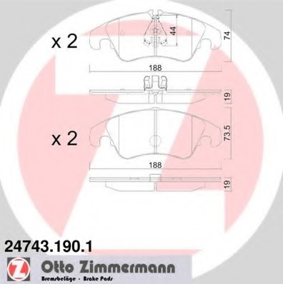 247431901 Zimmermann Колодки гальмівні дискові, к-кт