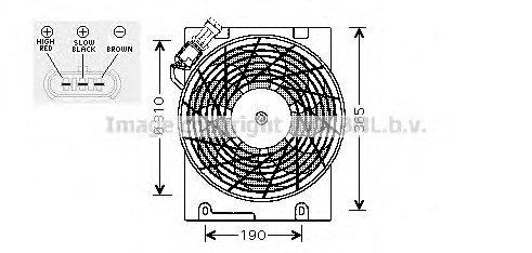 OL7508 AVA COOLING Вентилятор радиатора OPEL ASTRA G (98-) (пр-во AVA)