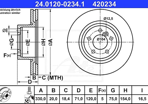 24012002341 Ate Диск тормозной задний 24012002341 ATE