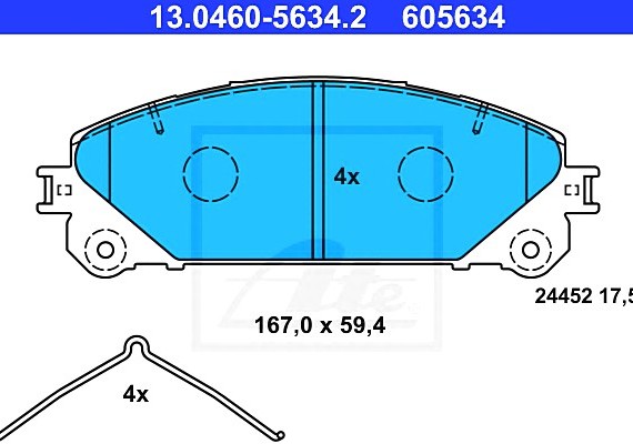 13046056342 Ate Колодки гальмівні дискові, к-кт передні LEXUS RX 3