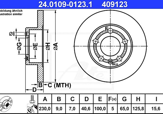 24010901231 Ate Диск тормозной задний 24010901231 ATE