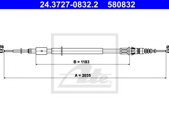 24372708322 Ate Трос ручного тормоза 24372708322 ATE