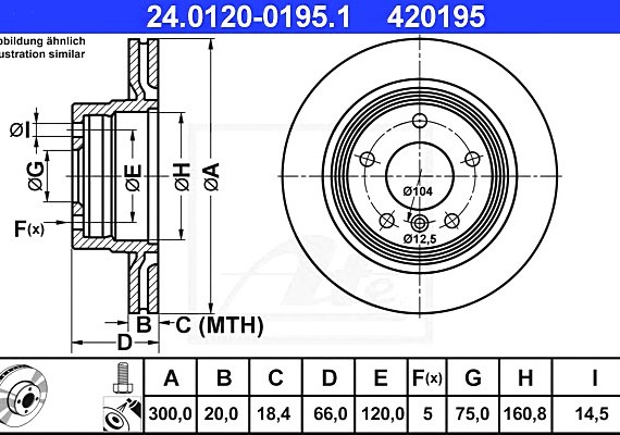 24012001951 Ate Диск тормозной зад. 24012001951 ATE