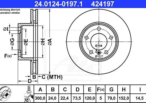 24012401971 Ate Диск тормозной пер. 24012401971 ATE