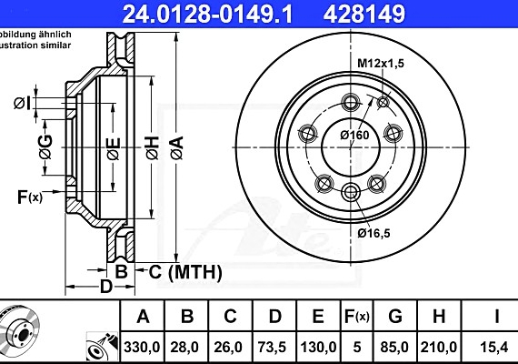 24012801491 Ate Диск тормозной зад. 24012801491 ATE