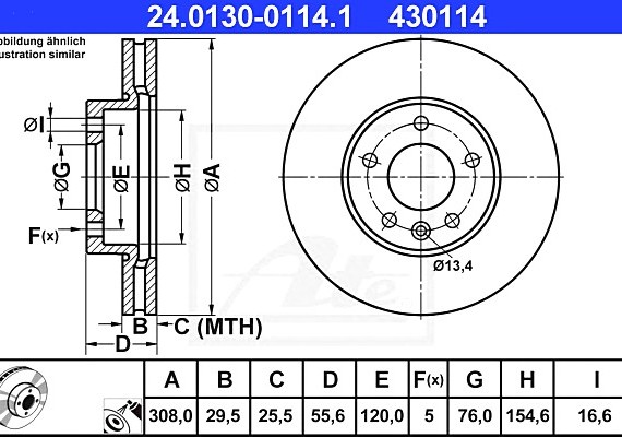 24013001141 Ate Диск тормозной пер. 24013001141 ATE