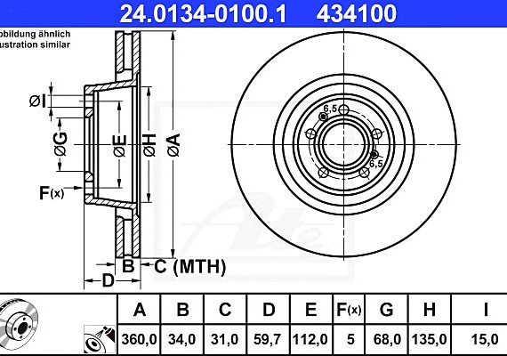 24013401001 Ate Диск тормозной зад. 24013401001 ATE