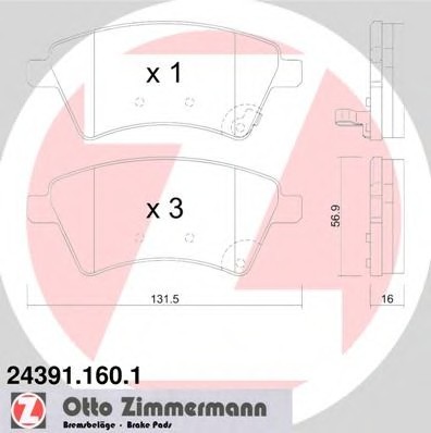 243911601 Zimmermann Гальмівні колодки перед Suzuki SX4