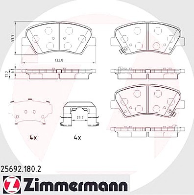 256921802 Zimmermann Гальмівні колодки HYUNDAI I30 13-