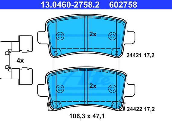 13046027582 Ate Колодки торм.задн. 13046027582 ATE
