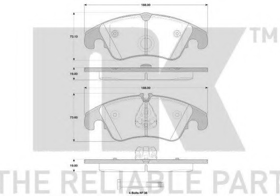 Фото колодки гальмівні дискові передние 224797 NK 224797 NK Колодки гальмівні дискові передние