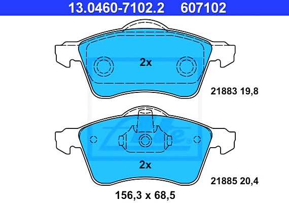 13046071022 Ate Колодки гальмівні дискові, к-кт