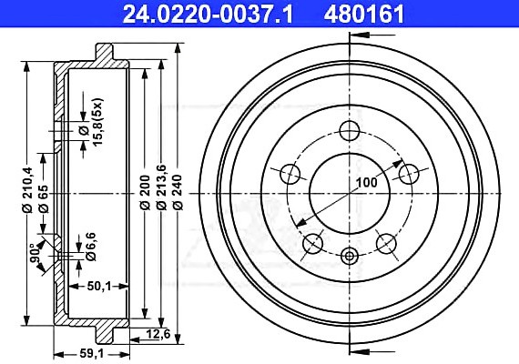 24022000371 Ate Барабан тормозной 24022000371 ATE