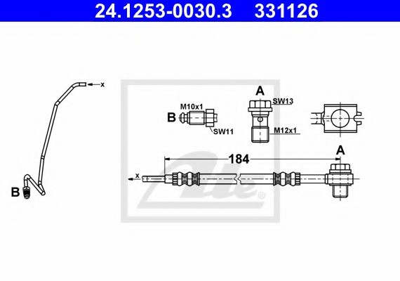 24125300303 Ate Тормозной шланг 24125300303 ATE