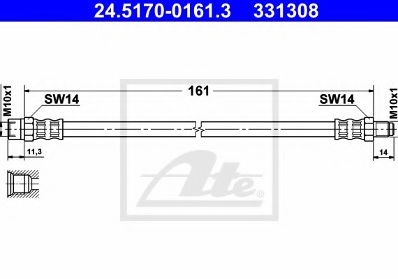 24517001613 Ate Шланг тормозной 24517001613 ATE