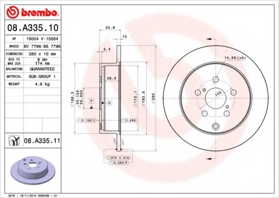 08A33511 BREMBO (Германия) Тормозной диск 08A33511 BREMBO