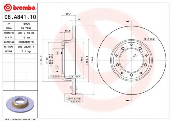 08A84110 BREMBO (Германия) Тормозной диск 08A84110 BREMBO