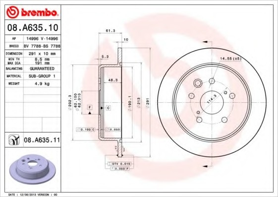 08A63511 BREMBO (Германия) Диск гальмівний 08A63511 BREMBO