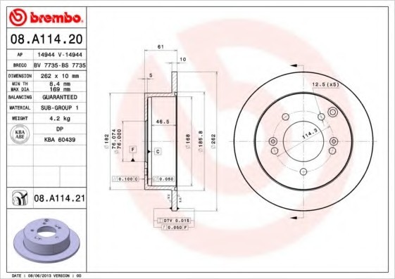 08A11421 BREMBO (Германия) Тормозной диск 08A11421 BREMBO