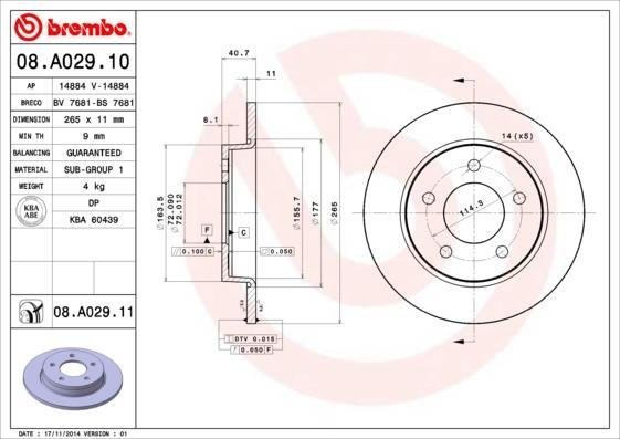 08A02911 BREMBO (Германия) Гальмівний диск 08A02911 BREMBO