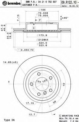 09R12211 BREMBO (Германия) Тормозной диск 09R12211 BREMBO