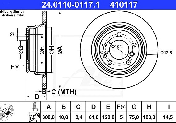 24011001171 Ate Диск тормозной 24011001171 ATE