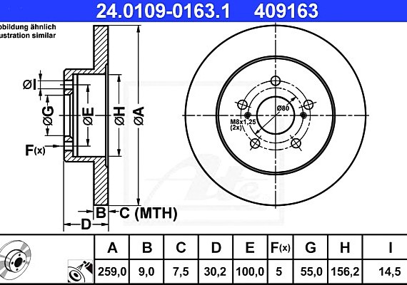 24010901631 Ate Тормозной диск 24010901631 ATE