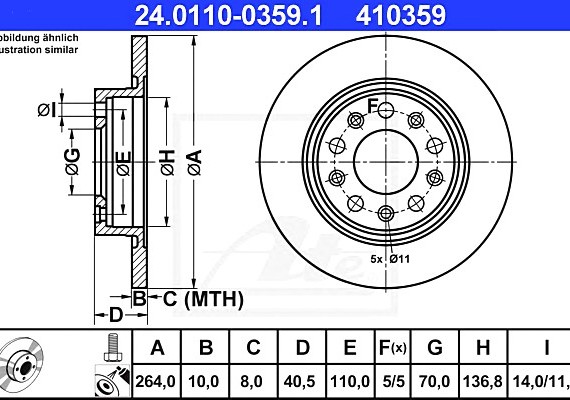 24011003591 Ate Тормозной диск 24011003591 ATE