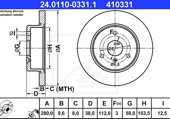 24011003311 Ate Тормозной диск 24011003311 ATE