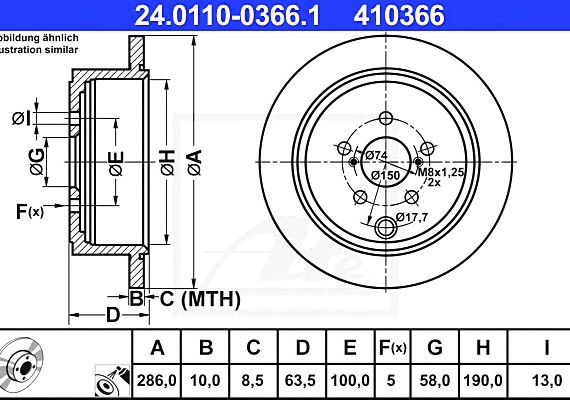 24011003661 Ate Тормозной диск 24011003661 ATE