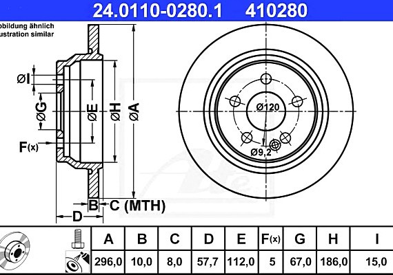 24011002801 Ate Диск тормозной 24011002801 ATE