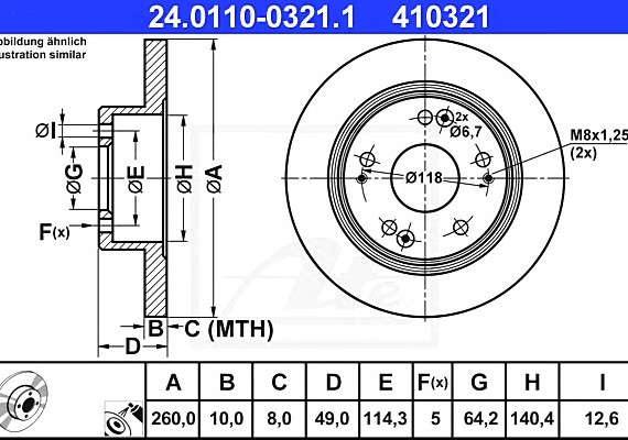 24011003211 Ate Диск тормозной 24011003211 ATE