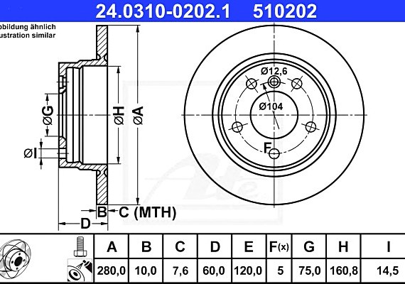 24031002021 Ate Диск гальмівний Power Disc