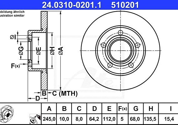 24031002011 Ate Диск гальмівний Power Disc