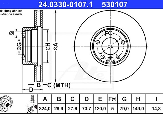 24033001071 Ate Диск тормозной 24033001071 ATE