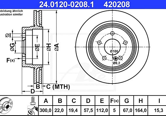 24012002081 Ate Диск тормозной 24012002081 ATE