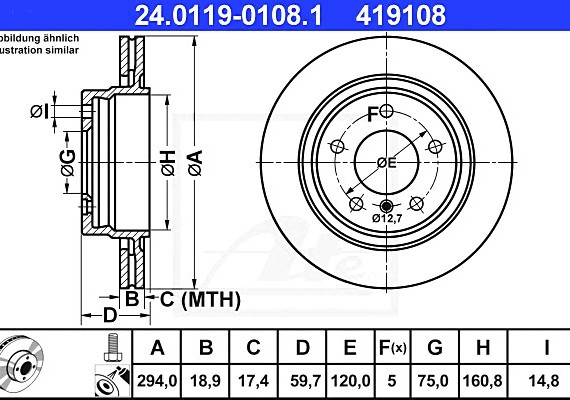 24011901081 Ate Диск тормозной 24011901081 ATE