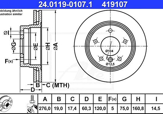 24011901071 Ate Диск тормозной 24011901071 ATE