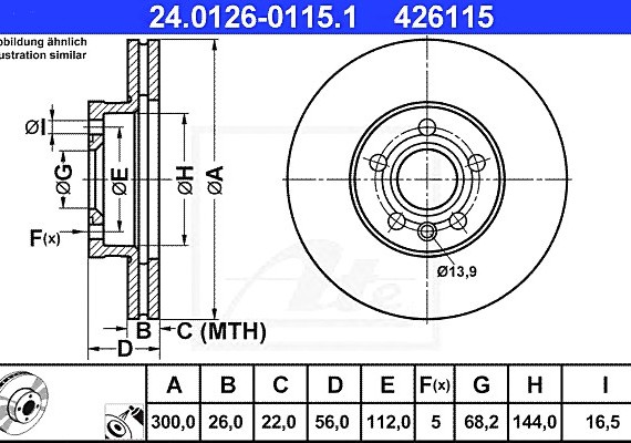 24012601151 Ate Диск тормозной 24012601151 ATE