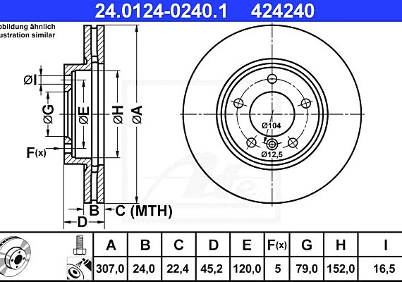 24012402401 Ate Диск тормозной 24012402401 ATE