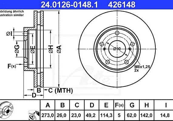 24012601481 Ate Диск тормозной 24012601481 ATE